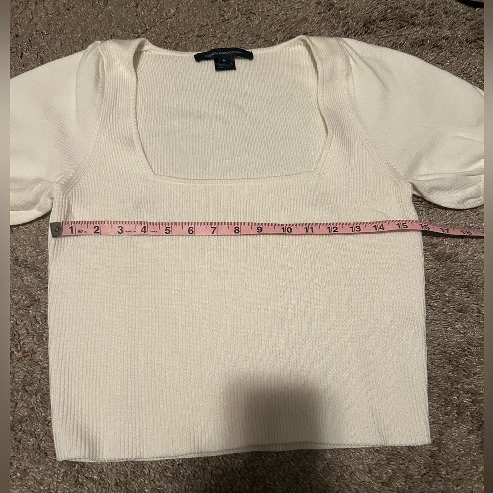 French Connection Cream Ribbed Square-Neck Sweater - Picture 3 of 6
